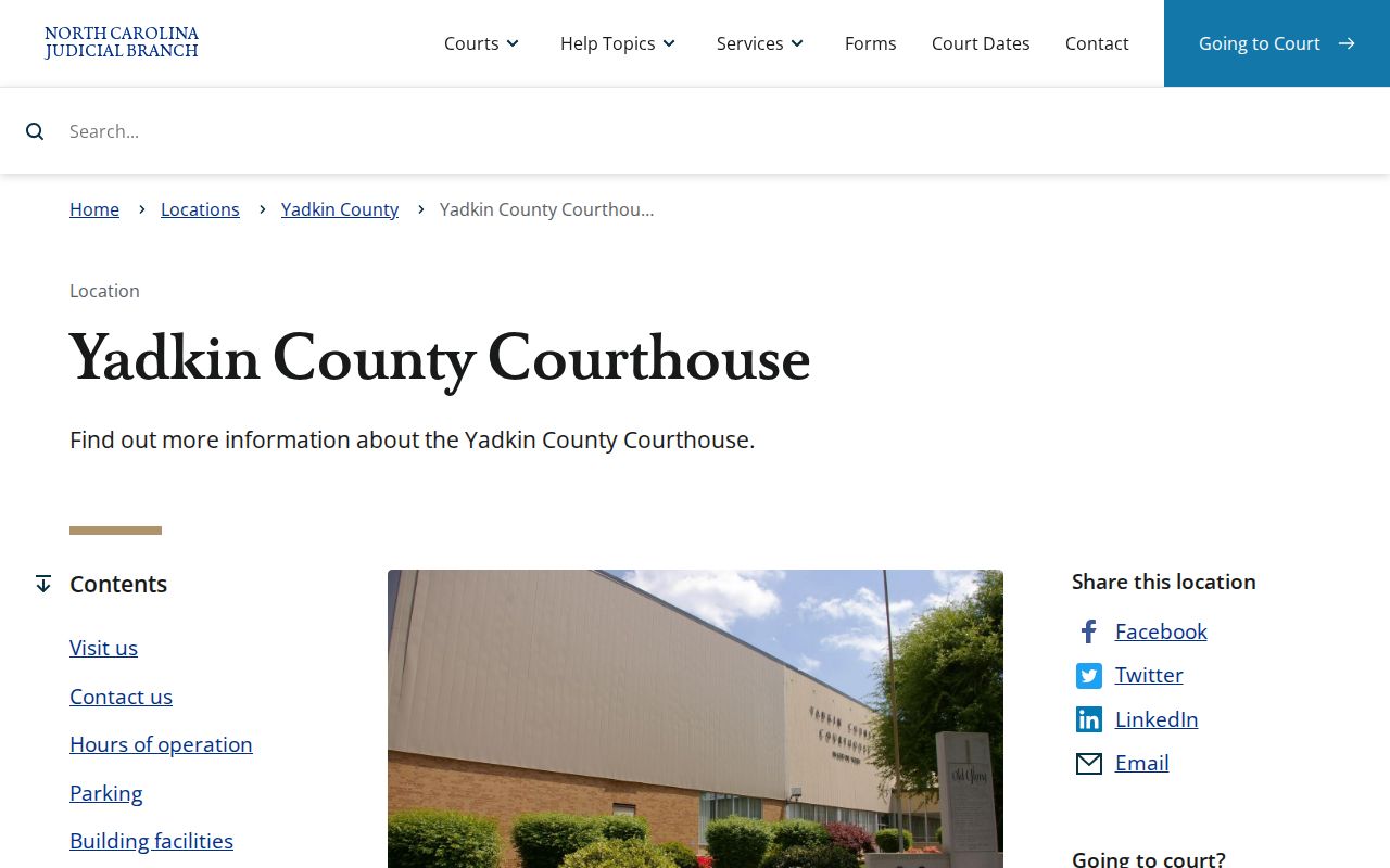 Yadkin County criminal history courthouse access information