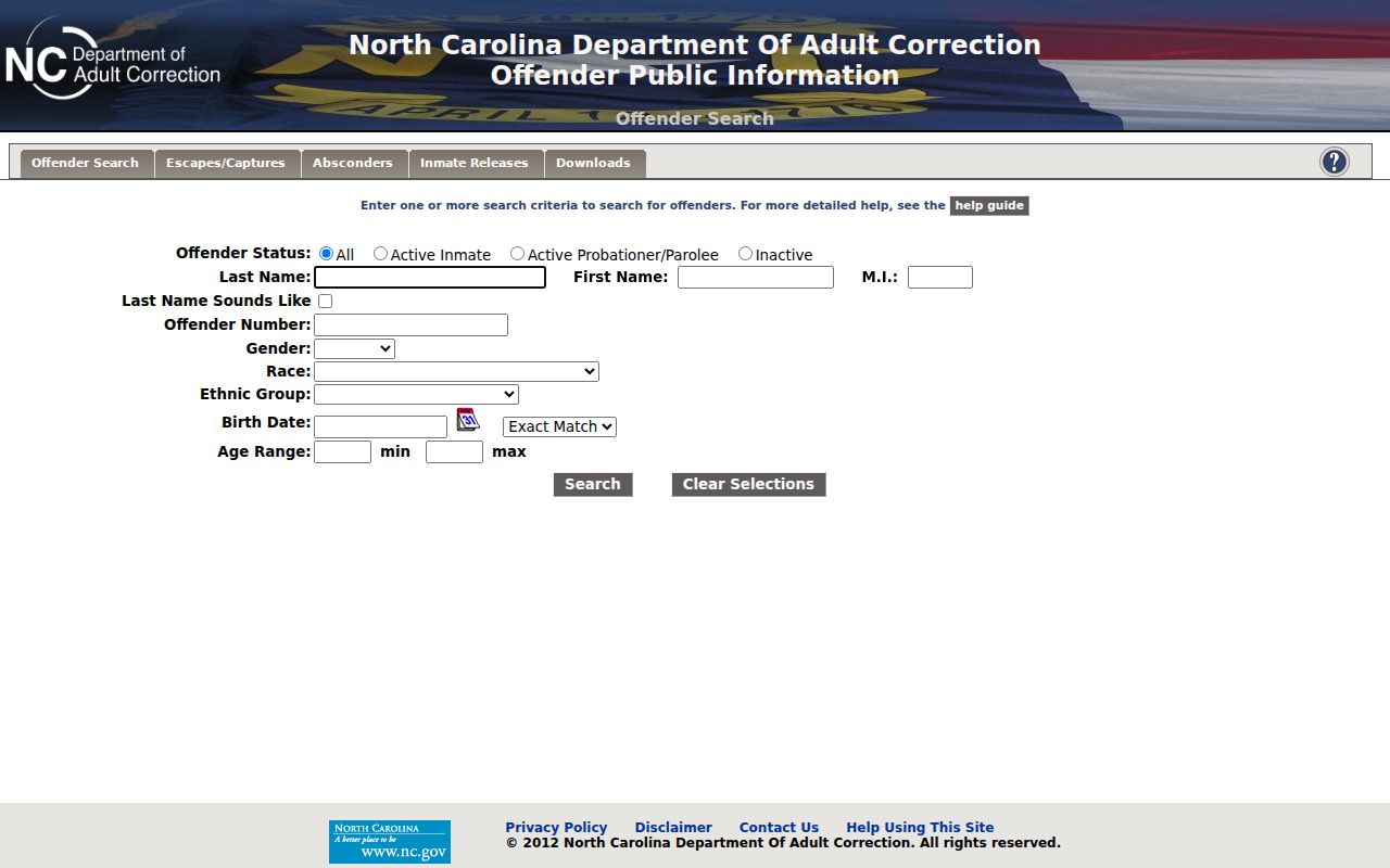Yadkin County criminal history NCDAC offender search