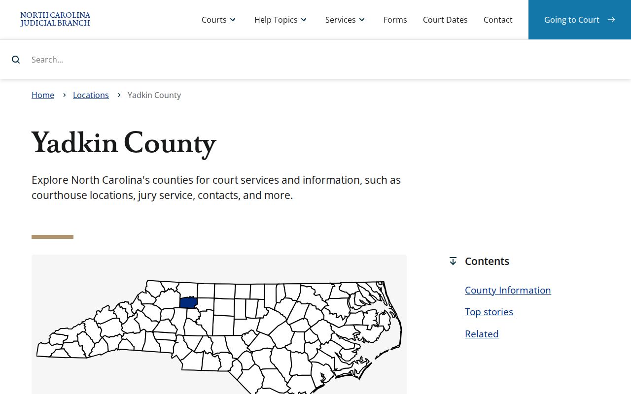 Yadkin County criminal history court services page