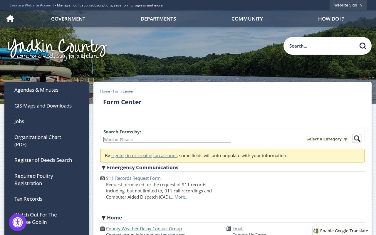 Yadkin County criminal history 911 records request form